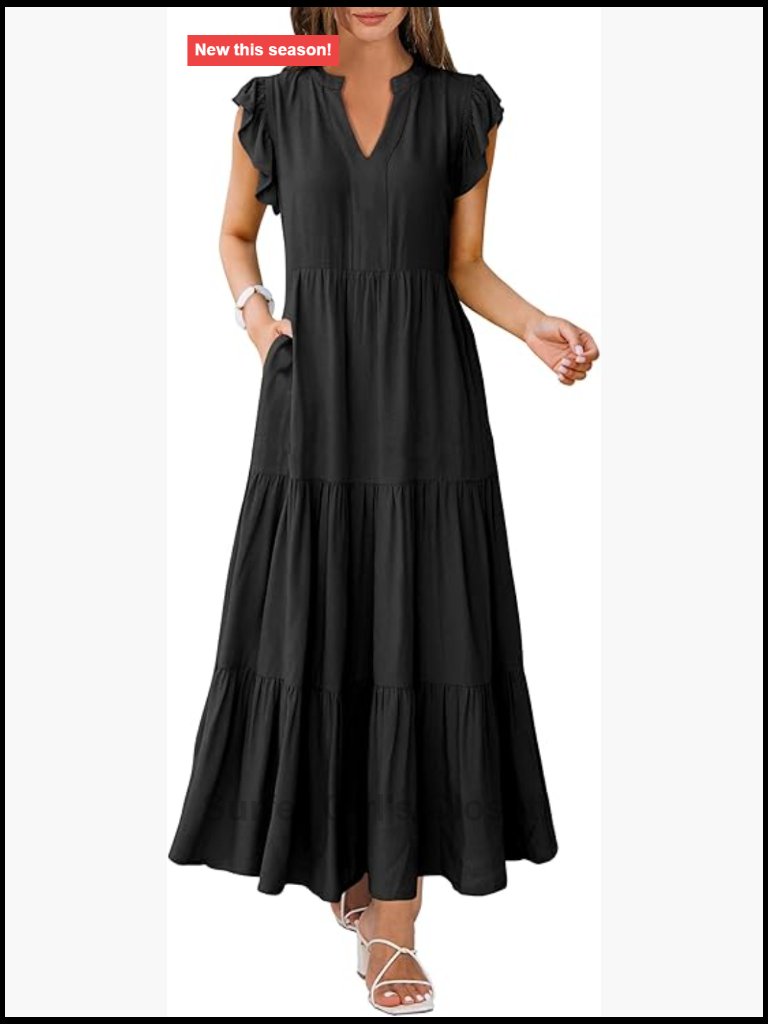 Soft Flowy Tiered Maxi Dress With Pockets